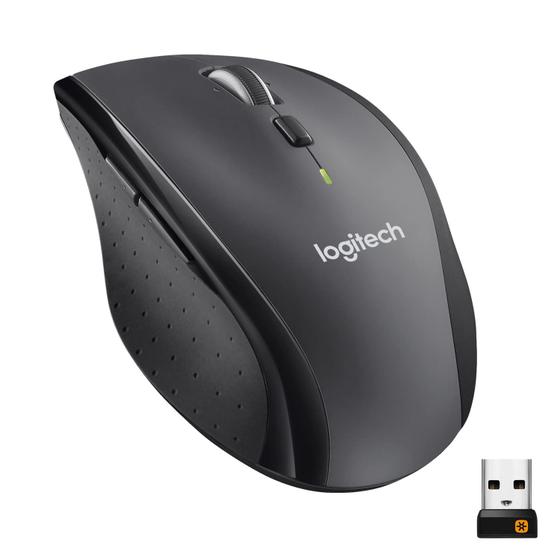 Imagem de Logitech M705 Mouse maratona sem fio para PC - Longa duração da bateria de 3 anos, forma ergonômica com rolagem hiper-rápida e receptor unificador USB para computador e laptop - Preto