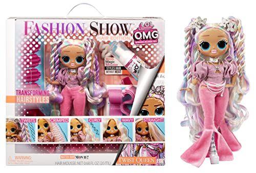 Imagem de LOL Surprise OMG Fashion Show Hair Edition Twist Queen Fashion Doll com Mousse Mágico, Cabelo Transformador, Acessórios de Cabelo, Bonecas de Moda Colecionáveis, Fashion Toy Girls 4 anos ou mais, boneca de 10 polegadas