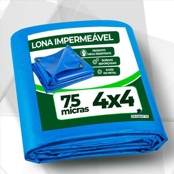 Imagem de Lona 4x4 Mt Azul Plastica Impermeavel Festa Telhado Multiuso Piscina