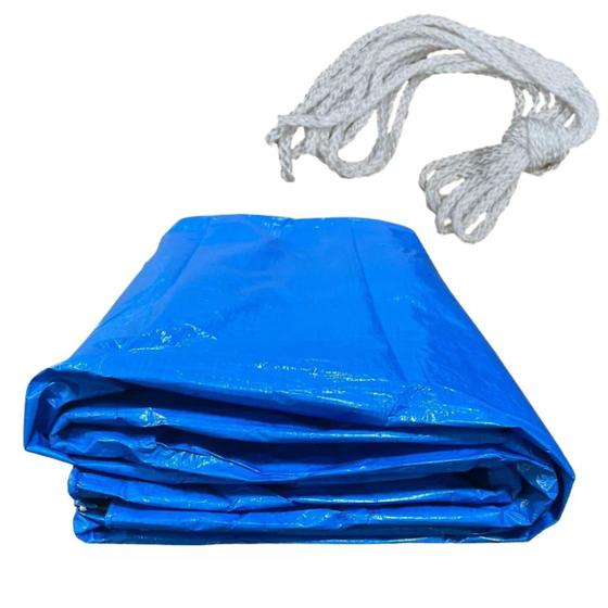Imagem de Lona 8x12 Impermeável Barraca Camping + Corda Trançada 10Mt