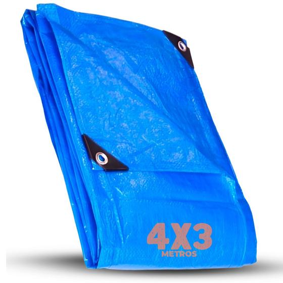 Imagem de Lona Azul Para Carreteiro Camping Piscina Toldo Impermeável 75g 4x3 Multiuso Reforçada