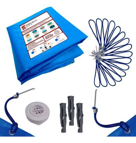 Imagem de Lona Capa Para Piscina 4x3,5 300 Micras Com Kit Instalação