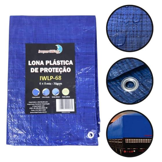 Imagem de Lona Carreteiro 100 Micras Leve 6 x 8 Metros Azul IWLP68 IMPORTWAY
