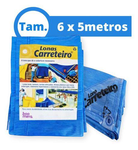 Imagem de Lona Carreteiro 6 X 5 Azul Impermeável Multiuso C/ Ilhós