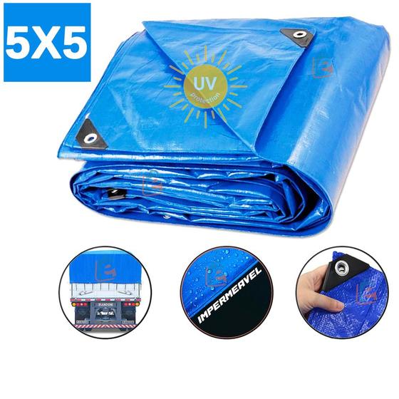 Lona Carreteiro Leve 5x5m Impermeável Multiuso Camping Caminhão Piscina Proteção UV 75g/m2 Azul Menor preço em Lona Carreteiro Leve 5x5m Impermeável Multiuso Camping Caminhão Piscina Proteção UV 75g/m2 Azul