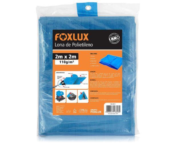 Imagem de Lona de polietileno azul 2m x 2m com ilhós foxlux 