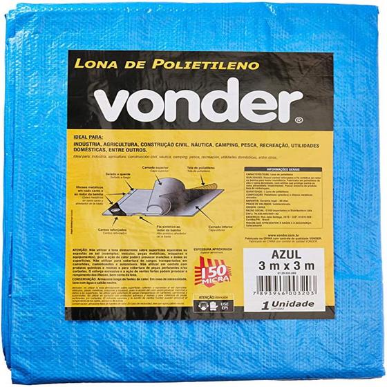 Lona de Polietileno Azul 3m x 3m - VONDER Menor preço em Lona de Polietileno Azul 3m x 3m - VONDER