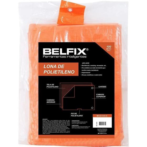 Imagem de Lona/Encerado Polietileno 12 X 10 Laranja Bel Fix 67500