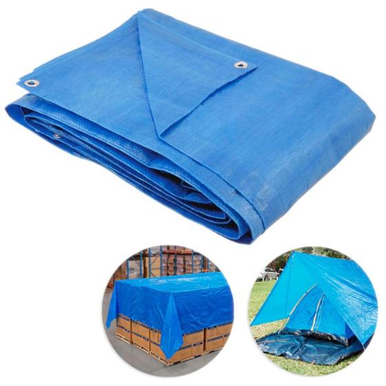 Imagem de Lona Multiuso com Ilhos 5 X 3 M Encerado de Polietileno Azul Bel