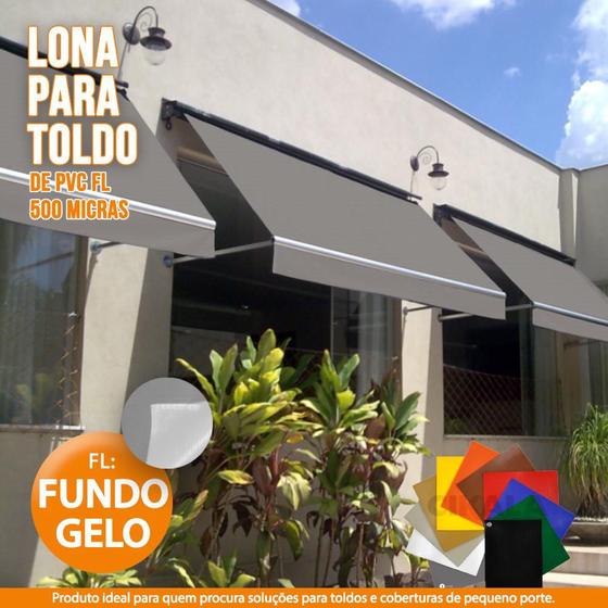 Imagem de Lona Para Toldo Ou Cortina Cinza 3x2 Metros Pvc Vinil Espessura 500 Micras Fl Fundo Gelo Não Passa Luz