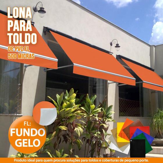 Imagem de Lona Para Toldo Ou Cortina Laranja 3x2 Metros Pvc Vinil Espessura 500 Micras Fl Fundo Gelo Não Passa Luz