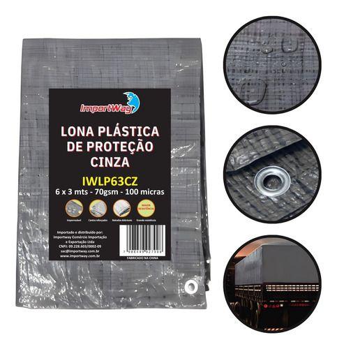 Imagem de Lona Plástica De Polietileno 70g/m² 6 X 3 Metros Cinza 100mm