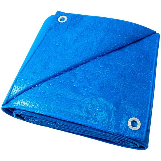 Imagem de Lona Plástica de Proteção Cobertura Impermeável Azul 3x3 mts