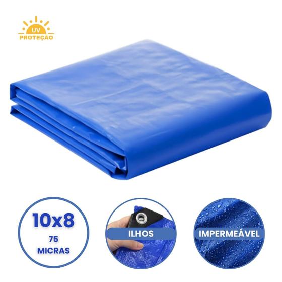 Imagem de Lona Plástica Impermeável Para Cobertura de Garagem Piscina e Acampamento Azul 10x8 Starfer 