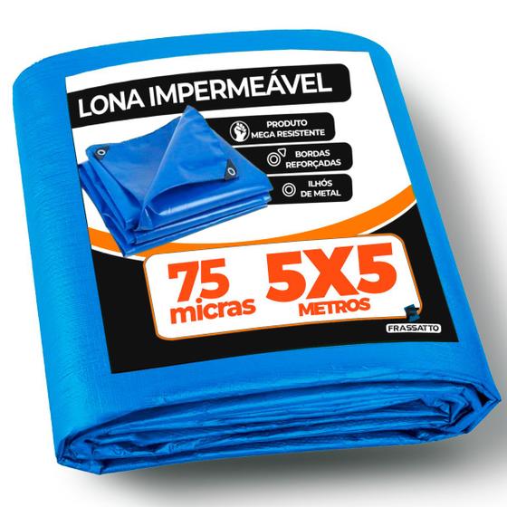 Imagem de Lona Reforçada Polietileno Impermeável 75 Micras 5x5 Cobertura Piscina