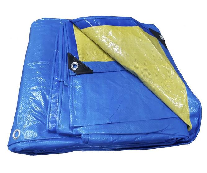 Imagem de Lona top multiuso 2x3 azul e amarela com 150 micras + ilhos