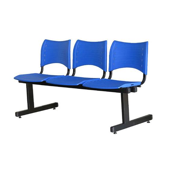 Imagem de Longarina Iso com 3 Lugares Assento Azul Base Preta - 55246