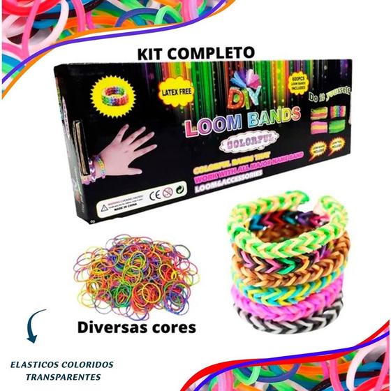 Imagem de Loom Band Pulseira Elástico Monsertail Rainbow Agulha Regua Super Kit