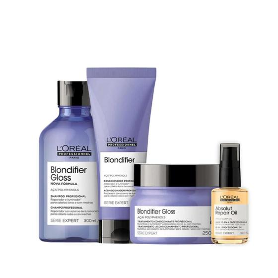 Imagem de Loreal Blondifier Gloss Sh 300ml + Cond 200ml + Masc 250ml + Oleo 30ml