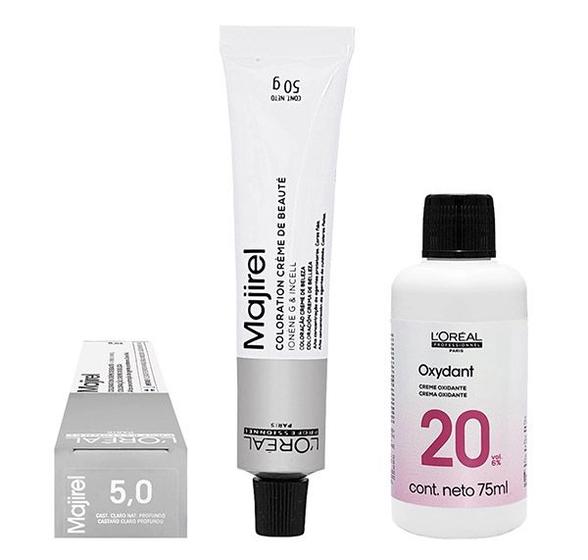 Imagem de Loreal Kit Coloração Majirel 5.0 Castanho Claro Nat. Profundo 50g +  1 Água Oxigenada 20v 75ml