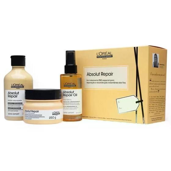 Imagem de Loreal Kit Trio Absolute Repair Gold Quinoa Sh+Máscara+Absolute Repair Oil 10in1