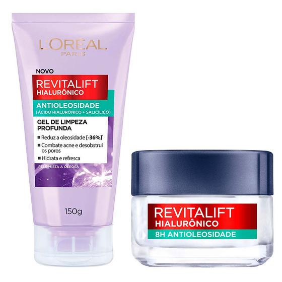 Imagem de LOréal Paris Revitalift Hialurônico Kit  Gel de Limpeza Facial Profunda + Gel Creme Facial Antioleosidade