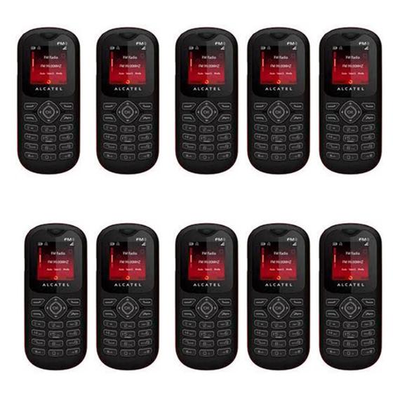 Imagem de Lote 10 celular do idoso alcatel ot-208 tela 1.45 rádio fm vermelho