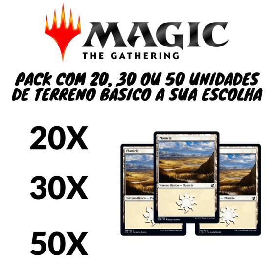 Imagem de Lote Cartas Magic Terrenos Basico Ilha e Todos os Outros tipos 20, 30, 50 E 100 Unidades - Planicie - 100