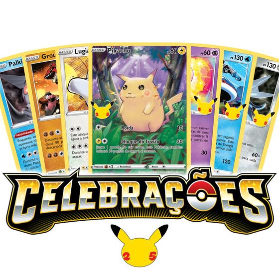 Lote Pokémon Pack Celebrações Cartas Raras Foil de Pokémon em Português Menor preço em Lote Pokémon Pack Celebrações Cartas Raras Foil de Pokémon em Português