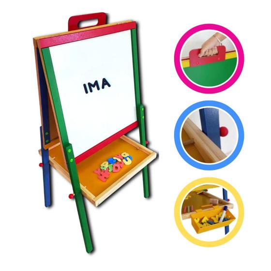 Lousa Infantil Magnetica Portatil Imantado Dupla Face 3 em 1 - Carimbras Imagem de Lousa Infantil Magnetica Portatil Imantado Dupla Face 3 em 1