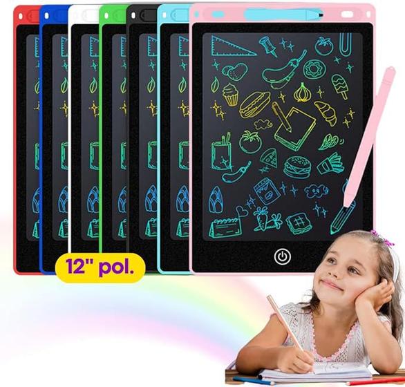 Imagem de Lousa Mágica Colorida 12" Brinquedo Educativo Criança Infantil Brincar Tablet