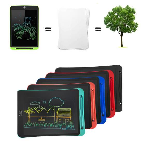 Imagem de Lousa Mágica Eletrônica Tablet Colorida Infantil Portátil Tela LCD 12 Polegadas Para Aprendizagem Escrever E Desenhar