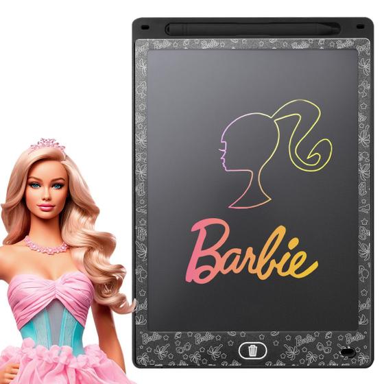 Imagem de Lousa Mágica LED LCD preta barbie tablet infantil + caneta