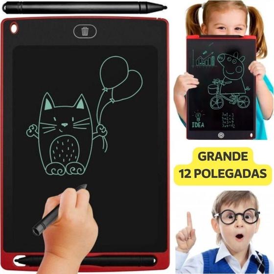 Imagem de Lousa Mágica Tablet LCD Infantil Grande 12'' - Tela Colorida