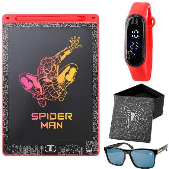 Imagem de Lousa magina LED homem aranha + relogio + caixa + oculos sol prova dagua qualidade premium led heroi
