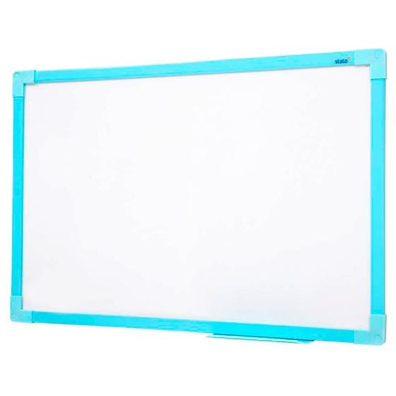 Imagem de Lousa Quadro Branco 60x40cm Moldura Soft Azul + 2 Canetas