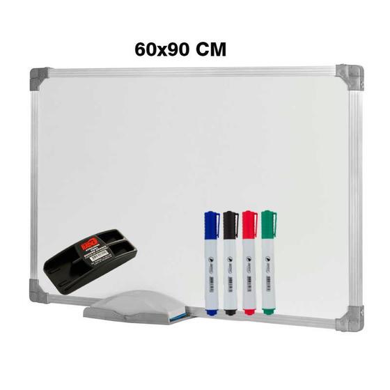 Lousa Quadro Branco Mold Aluminio 90x60 Apagador e 4Marcador Menor preço em Lousa Quadro Branco Mold Aluminio 90x60 Apagador e 4Marcador