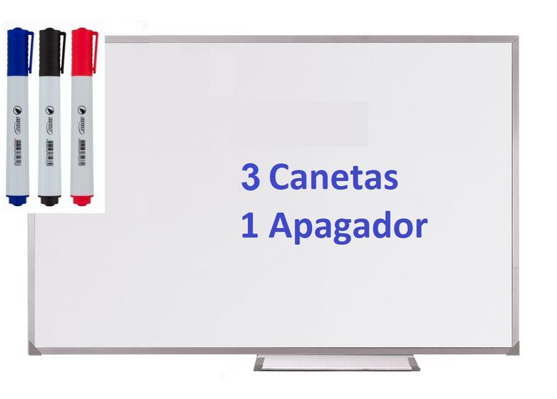 Lousa Quadro Branco Moldura De Aluminio 100x70 Cm + 3 Canetas Menor preço em Lousa Quadro Branco Moldura De Aluminio 100x70 Cm + 3 Canetas