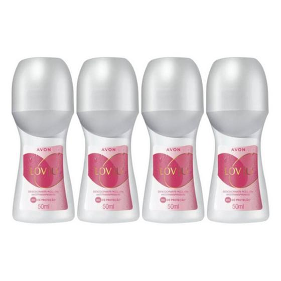 Imagem de Lov U desodorante Roll on 50ml Kit com 4 unidades Avon