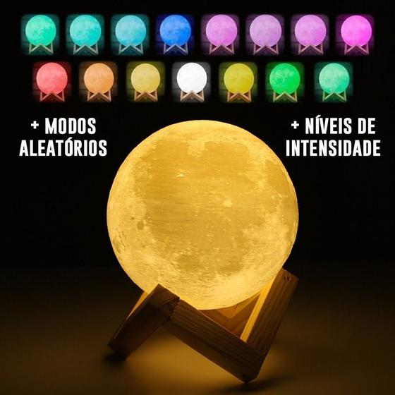 Imagem de Lua 3d Luminaria Bateria Abajur Usb Touch Led Rgb Decoracao