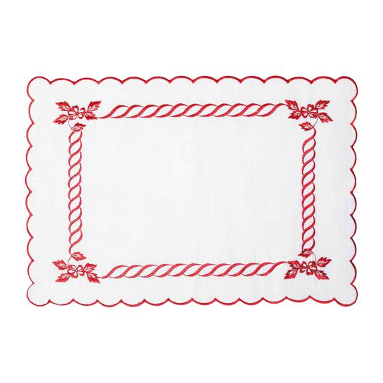 Imagem de Lugar Americano Bordado Branco Com Vermelho 35X50Cm Rafimex