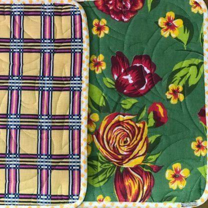 Imagem de Lugar Americano Quiltado Floral E Verso Xadrez Com Listra  Unidade
