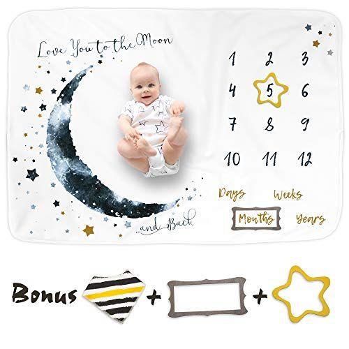 Imagem de Luka&Lily Baby Milestone Blanket Boy - 60"x40" Moon Baby Month Blanket for Boys - First Year Calendar Monthly Growth Chart - Baby Boy Shower Gifts
