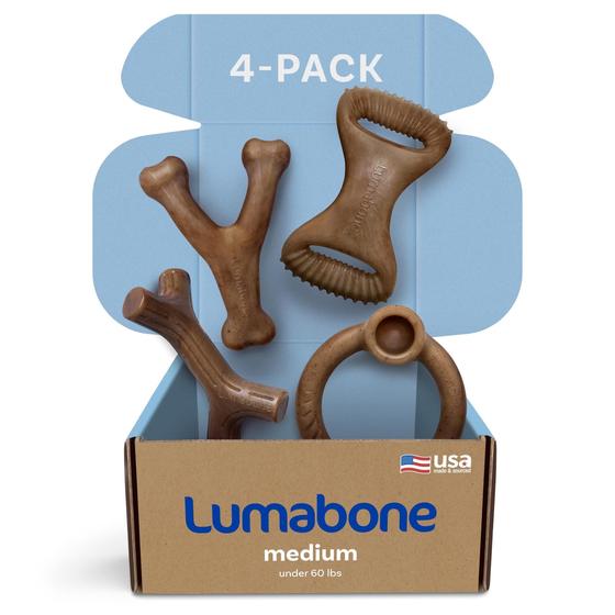 Imagem de Lumabone Real Bacon Medium - Brinquedo para Cães (4 Unidades) - Fabricado nos EUA