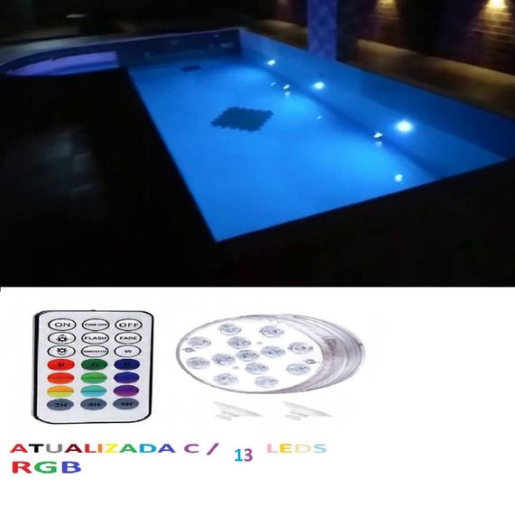 Imagem de Luminária 16 Cores Kit c/4  Para Aquário Piscina Jardim Com Controle