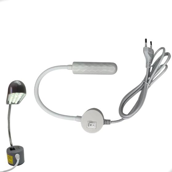 Luminária 20 Led P/ Maquina Flexível Bivolt Imã - Yoke