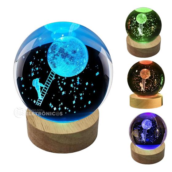 Imagem de Luminária 3D Com Base de Madeira Sonhos Brilhantes Ideal Para Presentear 35232