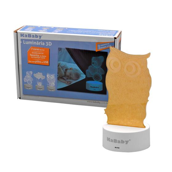 Imagem de Luminaria 3D Luz Noturna para Bebê e Criança com Iluminação Multicor Kababy