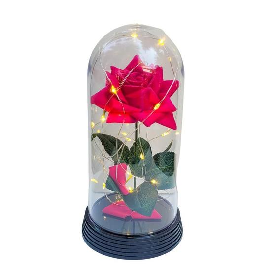 Imagem de Luminária A Rosa Encantada Pink 20 Cm Base Preto Quente