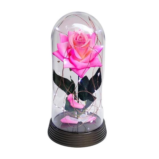 Imagem de Luminária A Rosa Encantada Rosa Rosa 20 Cm Base Ouro Frio